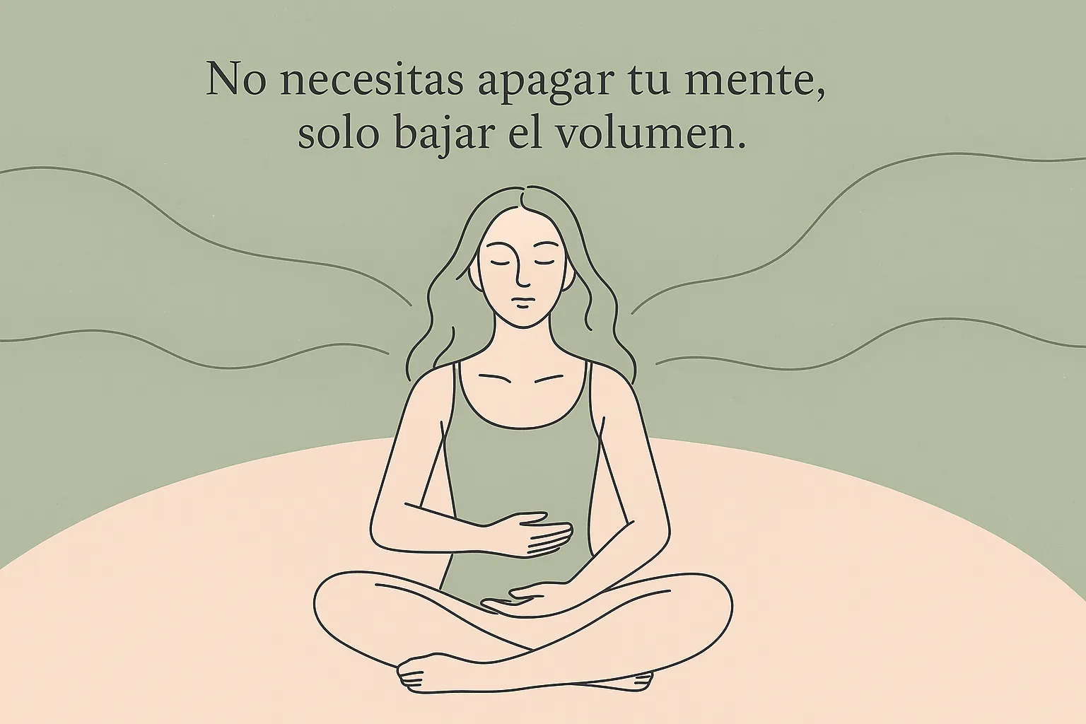 Ilustración line-art de una mujer cerrando los ojos mientras descansa la mente