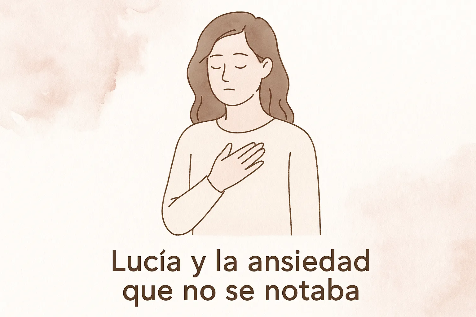 Ilustración line-art de una mujer con gesto sereno y mirada cansada, símbolo de la ansiedad invisible en mujeres.