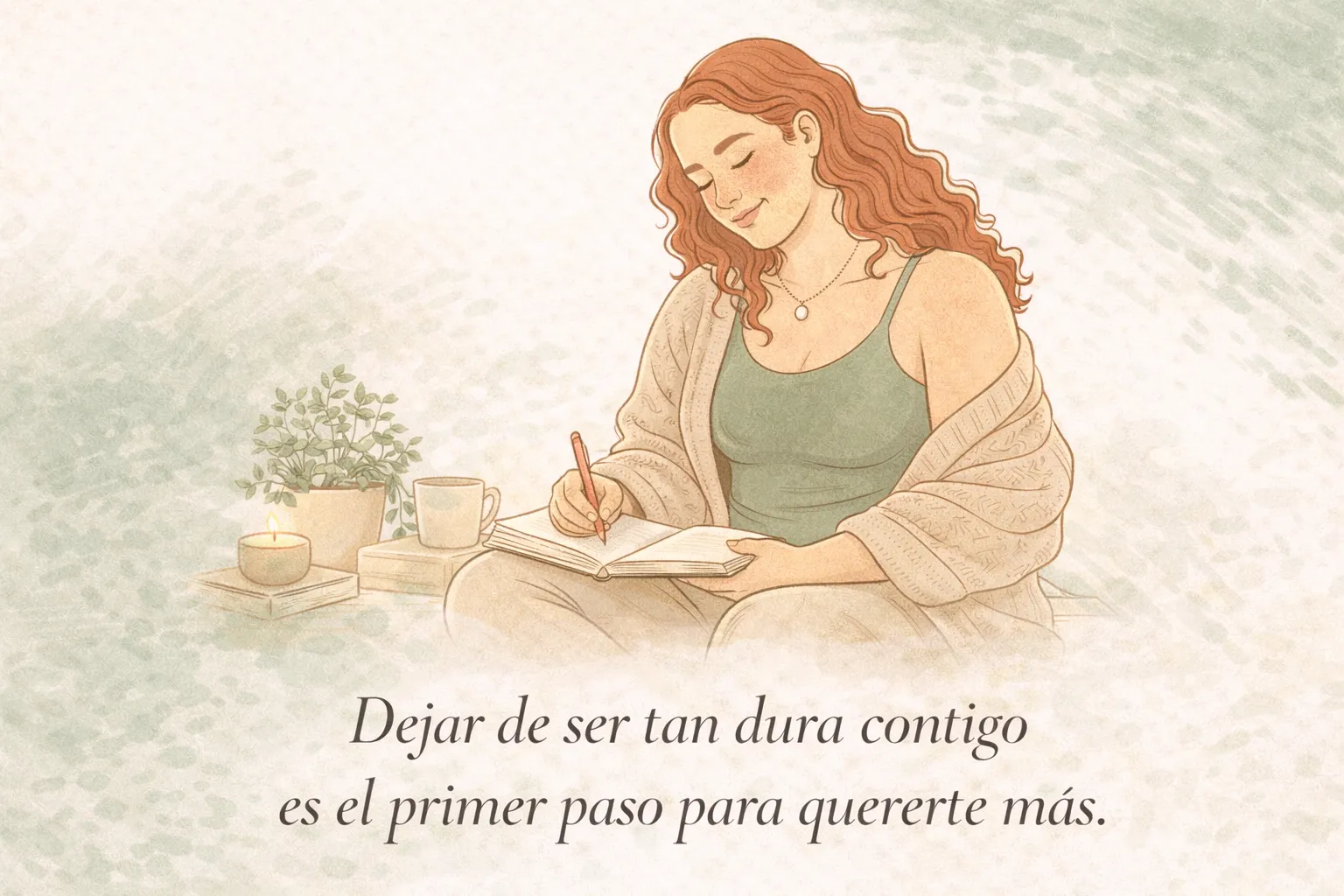 Ilustración emocional sobre tratarte con más cuidado y reconocer tu valor