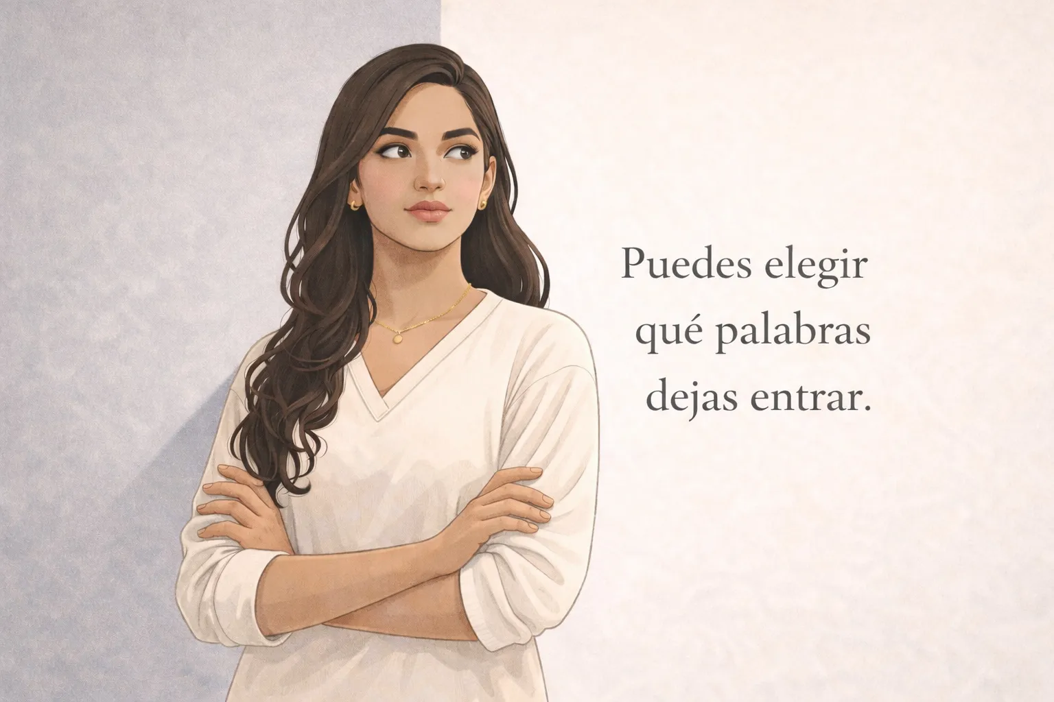 Mujer adulta construyendo un diálogo interno respetuoso tras identificar frases que no ayudan en el duelo