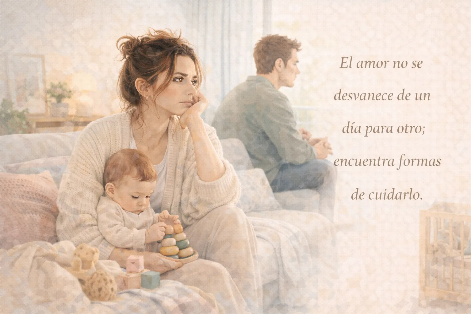 madre reflexionando sobre la falta de espacio personal en la maternidad