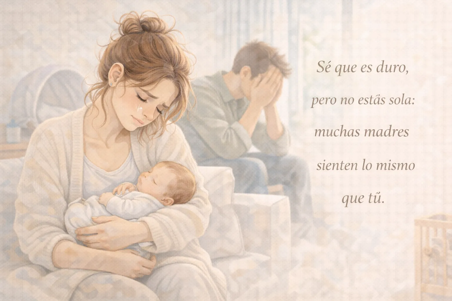 Madre reflexionando sobre la diferencia entre la maternidad esperada y la maternidad real