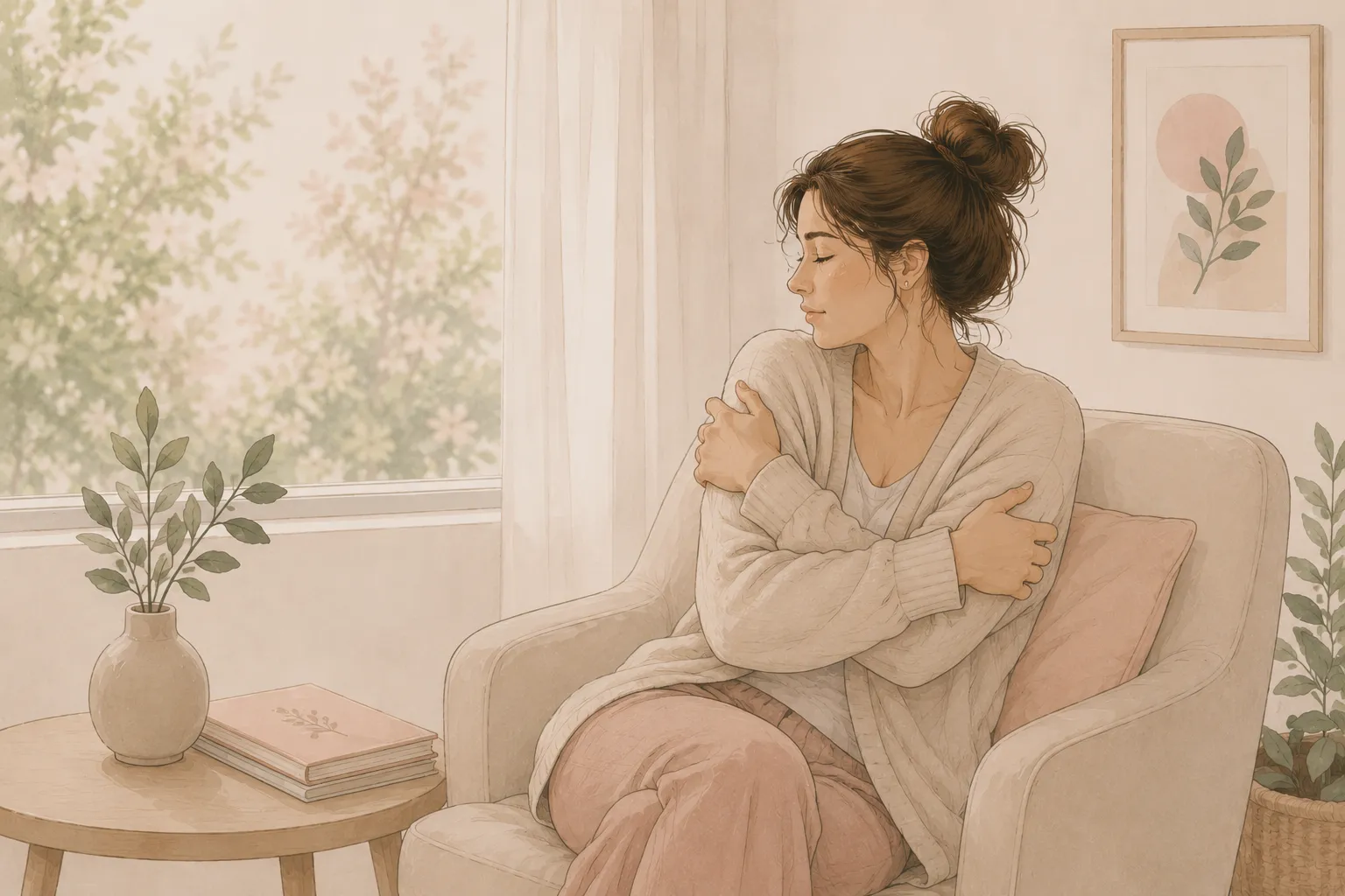 Mujer conectando con sus emociones mientras reflexiona sobre la crianza y las heridas emocionales de la infancia