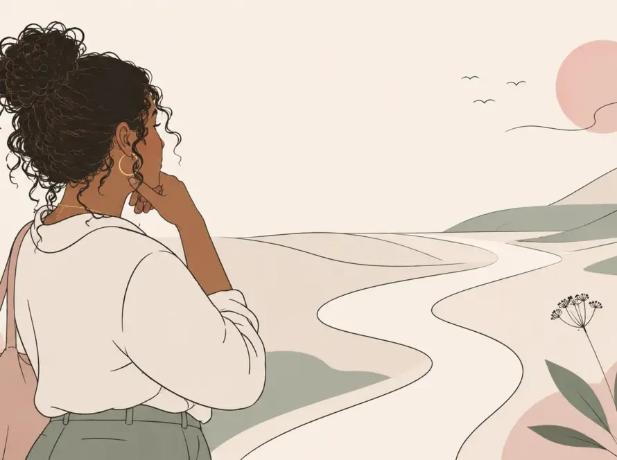 Ilustración de una mujer explorando su identidad
