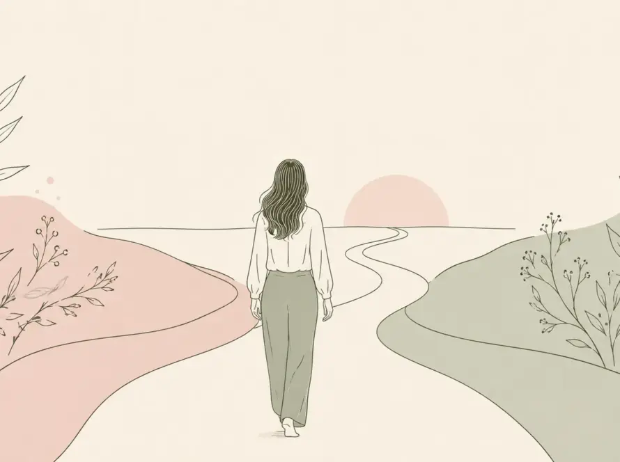 Ilustración line art sobre identidad y trauma relacional